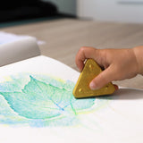 Primo Wax Triangle Crayons Set – 8 Colors with Stencils | 5mm Grip Side | Super Resistant Kids Coloring Crayons