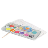 Primo Watercolour Tablets Set – 12 Colors (7 Metallic + 5 Fluorescent) | 30mm Diameter | With Brush & Mixing Palette