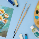 Panart White Bristle Round Paint Brush Long Handle – 201