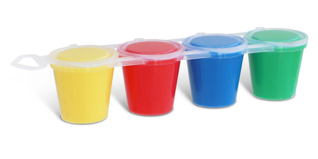 Primo Finger Paint Set – 4 Pots x 40ml | Bright Colours | Plastic Strip Pack with Carton Sleeve