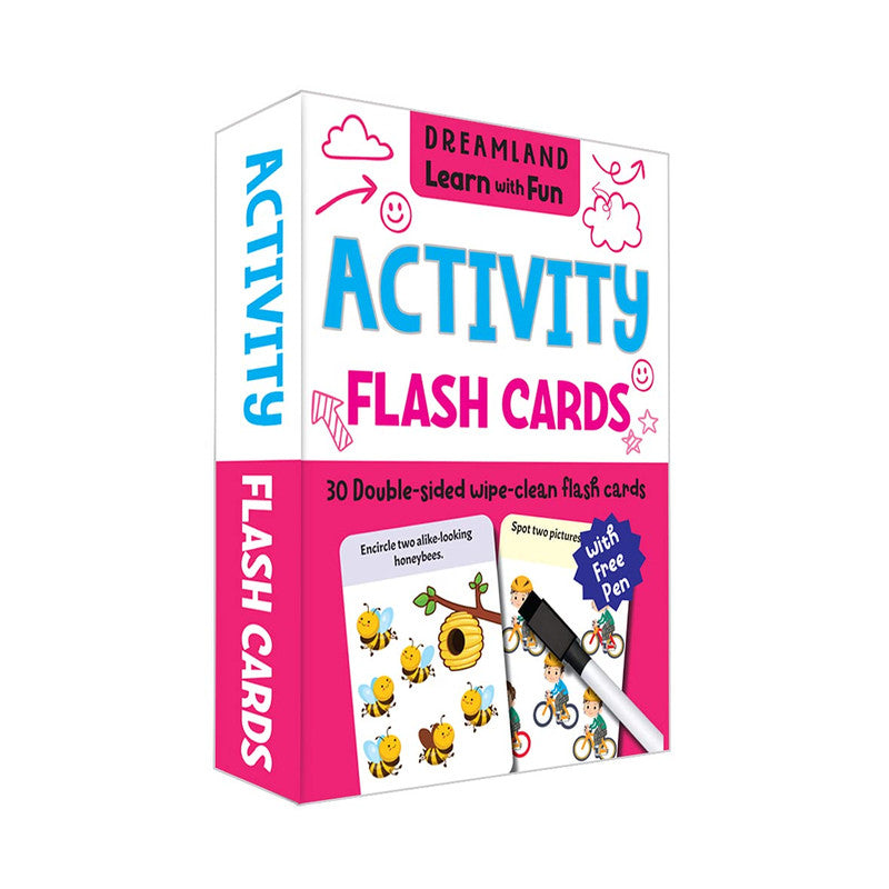 DREAMLAND - Flash Cards Activity - 30 Double Sided Wipe Clean Flash Cards for Kids
