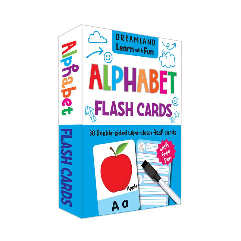 DREAMLAND Flash Cards Alphabet - 30 Double Sided Wipe clean Flash Cards