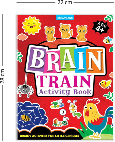 DREAMLAND - Brain Train Activity Book for Kids Age 4+ - With Colouring Pages, Mazes, Puzzles and Word searches Activities