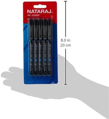 Nataraj Maxgrip Fine Ball Point Pens – 5 Piece Pack, 0.7mm Blue Ink