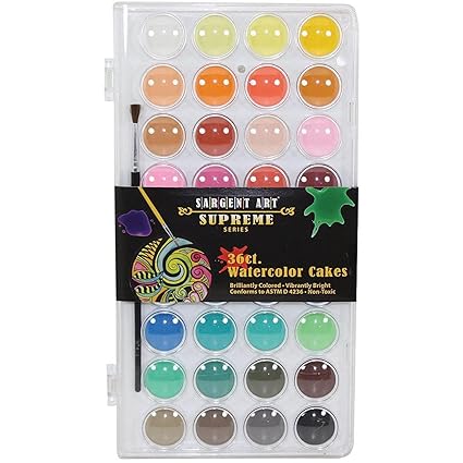 SARGENT ART 36 COUNT PREMIUM WATERCOLOR CAKES SET