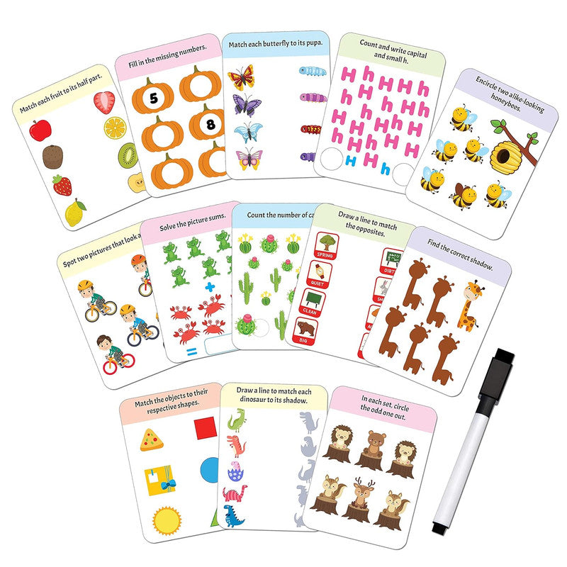 DREAMLAND - Flash Cards Activity - 30 Double Sided Wipe Clean Flash Cards for Kids