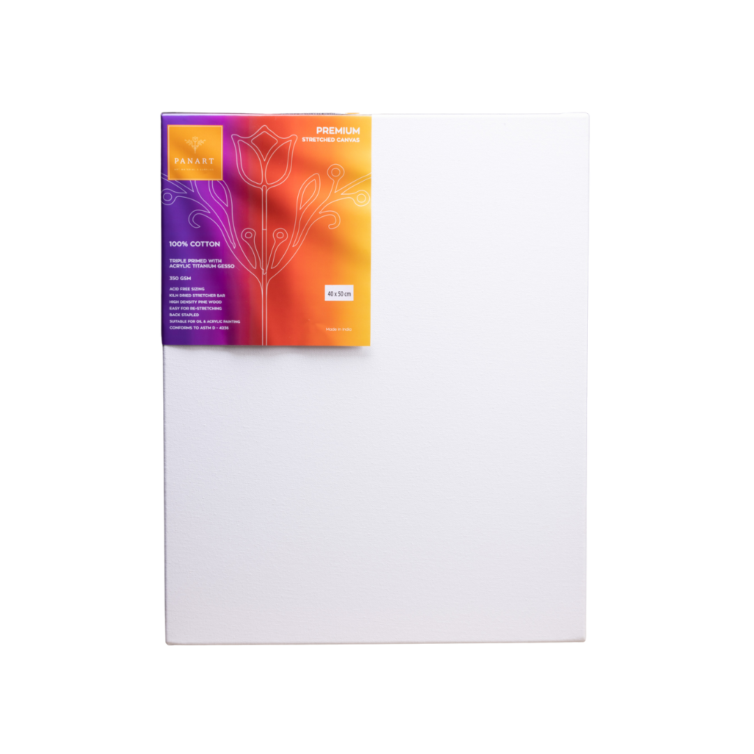 Panart Premium Stretched Cotton Canvas – 40x50cm, 350gsm, 38x25mm Frame