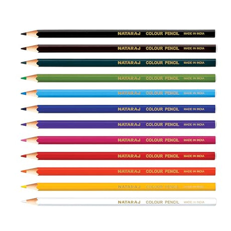 Nataraj Full-Size Colour Pencils – 12 Multicolor Shades with Sharpener