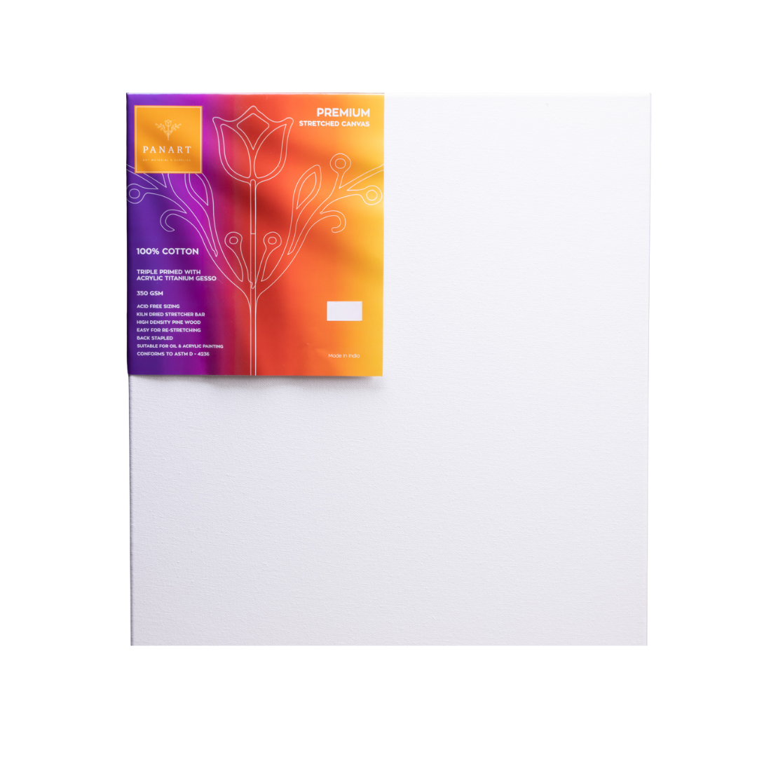Panart Premium Stretched Cotton Canvas – 50x50cm, 350gsm, 38x25mm Frame