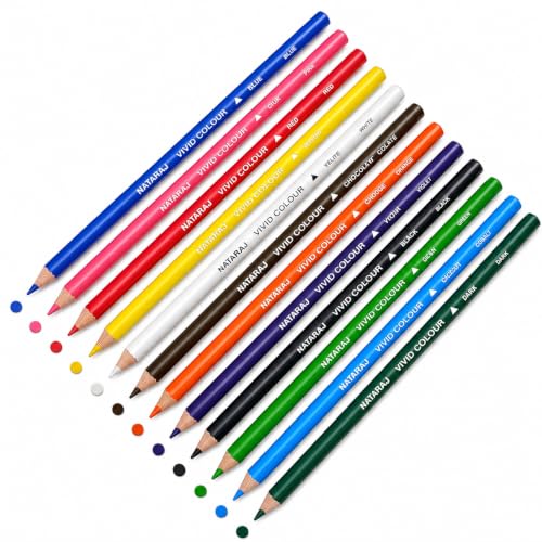 Nataraj Vivid Premium Triangular Colour Pencils – 12 Bright Shades