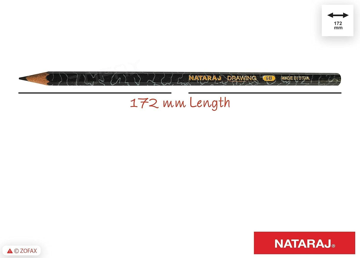 Nataraj 12-Degree Drawing Pencils Set – Assorted Grades, 12 Pieces