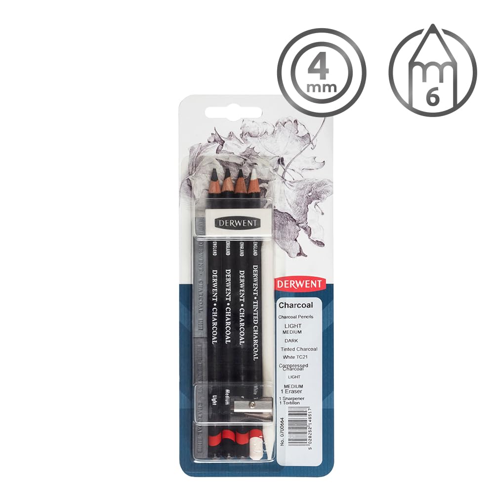 Derwent Mixed Media Charcoal Blister Pack of 6