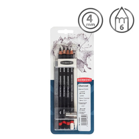 Derwent Mixed Media Charcoal Blister Pack of 6