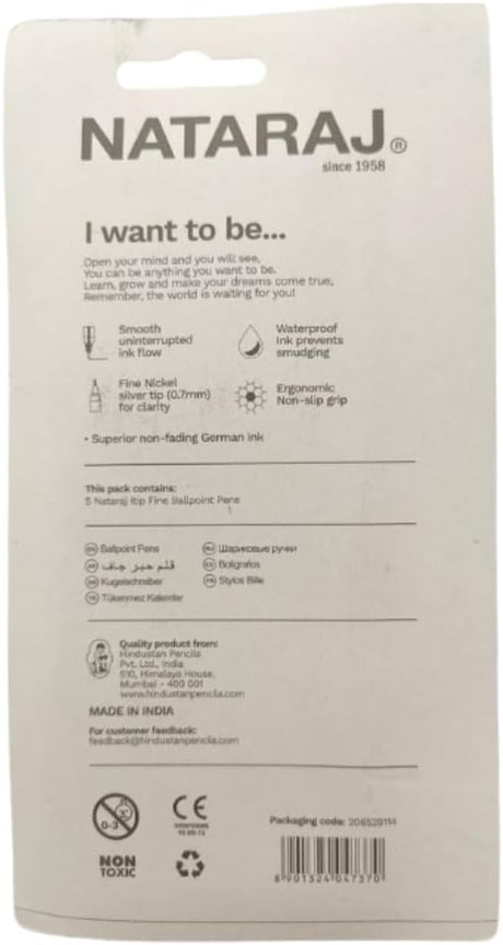 Nataraj Itip Ball Pen – 5-Piece Pack, Blue Ink