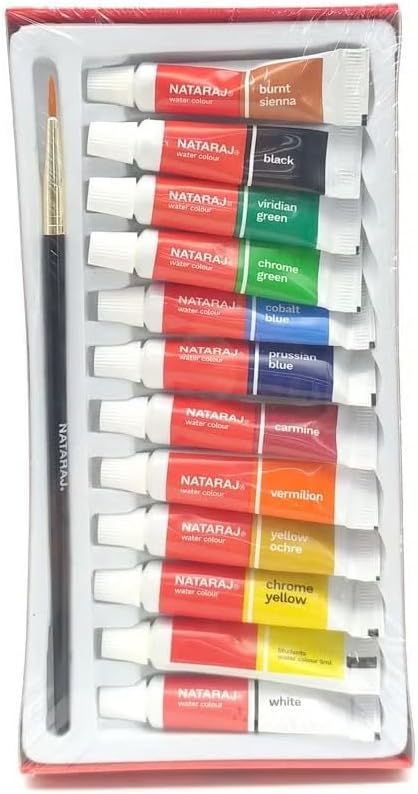 Nataraj Watercolour Tubes – 5ml, 12 Vibrant Colours