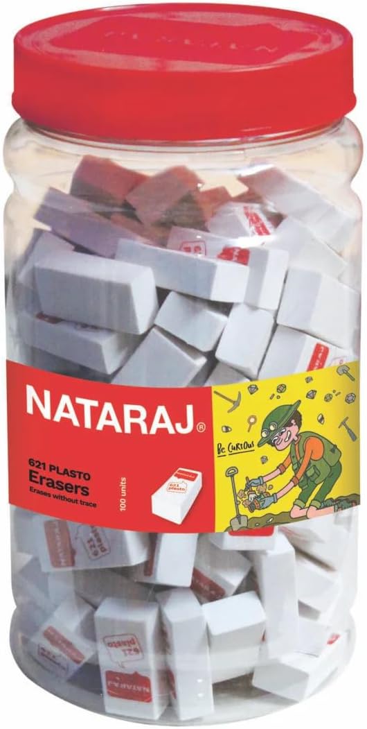 Nataraj 621 Plasto Erasers Jar Pack of 100