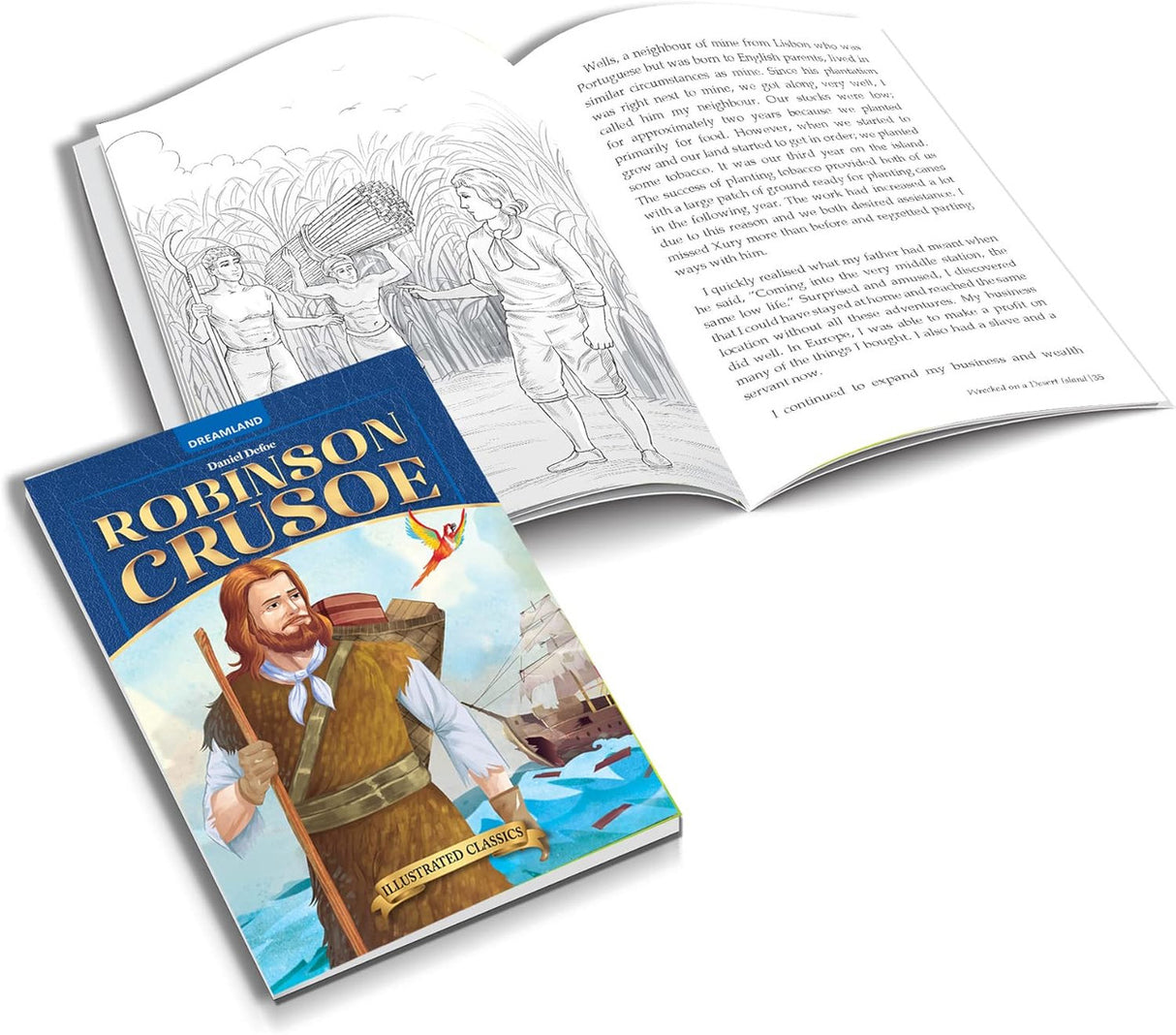DREAMLAND CLASSIC TALES - Robinson Crusoe - Illustrated Abridged Classics for Children with Practice Questions