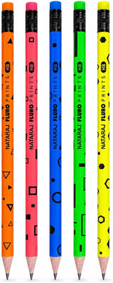 Nataraj Assorted Fluoro Print HB Pencil Set – Combo Jar Pack