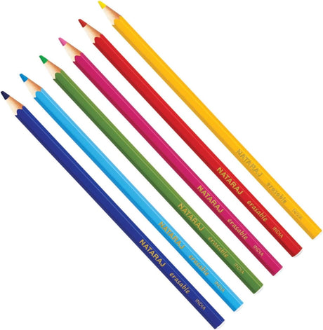 Nataraj Erasable Colour Pencils – 12 Full-Size Multicolor Shades with Erasers