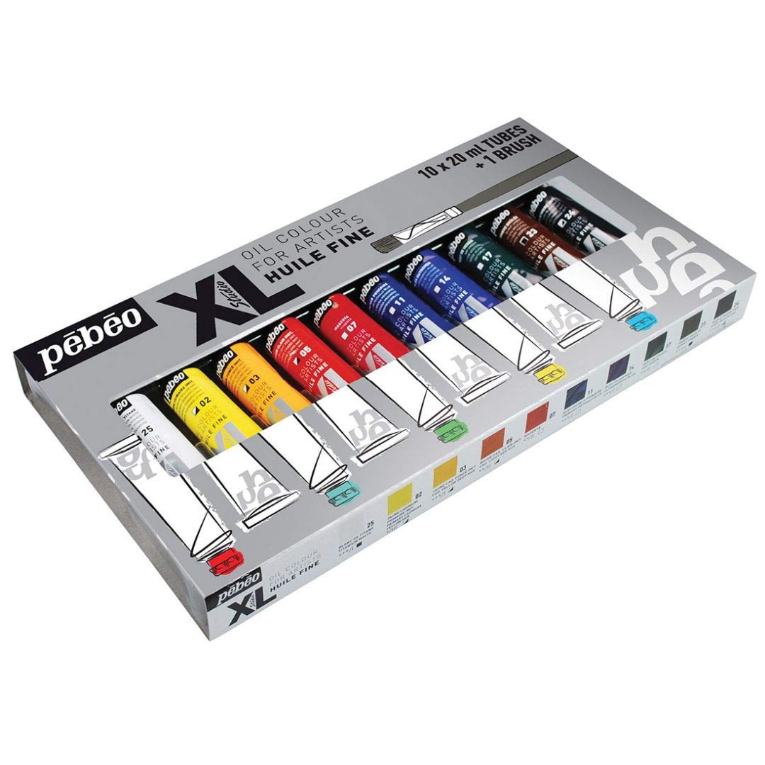 Pebeo Studio XL Fine Oil Paint Set – 20ml Tubes with Free Brush