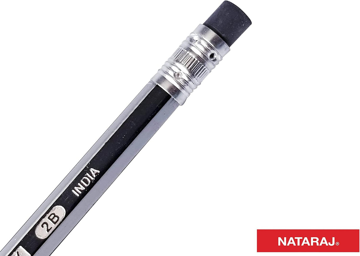 Nataraj Platinum Extra Dark 2B Pencils with Sharpener – Pack of 12