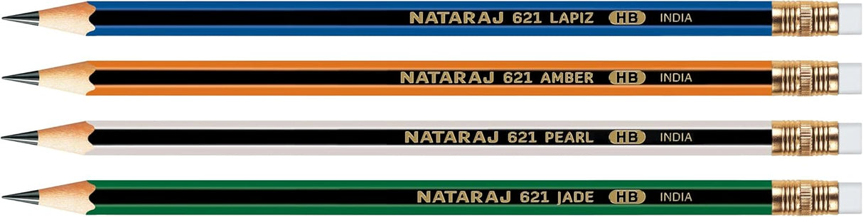 Nataraj 621 HB Hex Pencil Set – 48 Assorted Pieces with Tipped Eraser