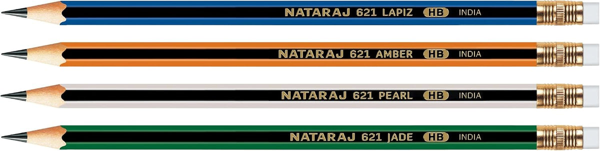 Nataraj 621 HB Hex Pencil Set – 48 Assorted Pieces with Tipped Eraser