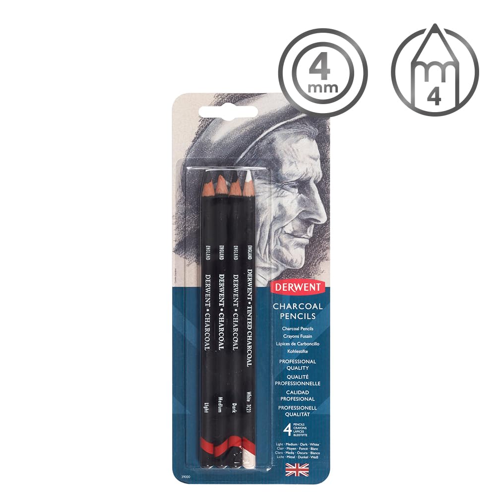 Derwent Charcoal 4-Pencils Blister Set