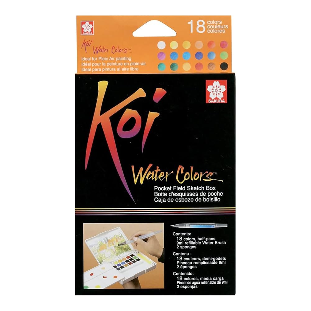 Sakura Koi Watercolor Pocket Field Sketch Box with Brush