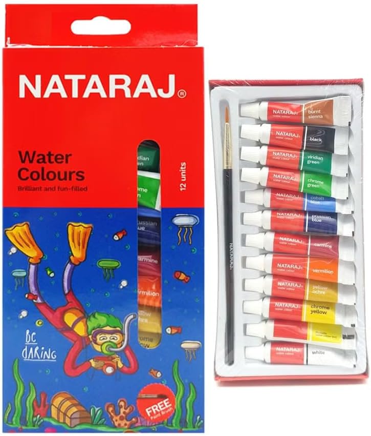 Nataraj Watercolour Tubes – 5ml, 12 Vibrant Colours