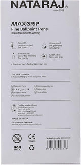 Nataraj Maxgrip Fine Ball Point Pens – 5 Piece Pack, 0.7mm Blue Ink