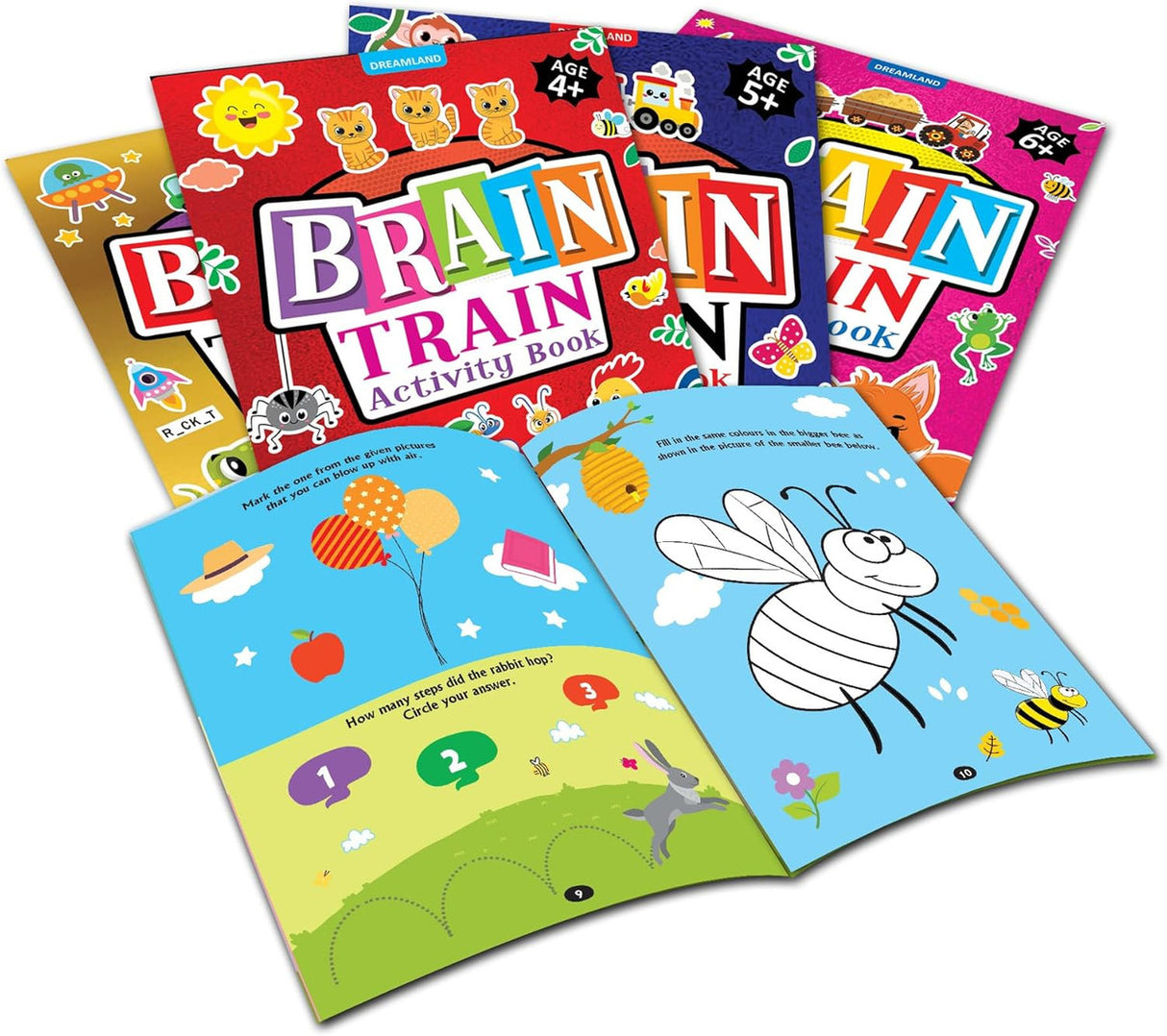 DREAMLAND - Brain Train Activity Book for Kids Age 4+ - With Colouring Pages, Mazes, Puzzles and Word searches Activities