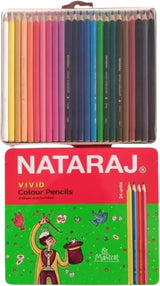 Nataraj Vivid Premium Triangle Colour Pencils – 24 Colors with Free Coloring Book