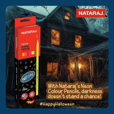 Nataraj Neon 4mm Round Color Pencils with Sharpener - 8 Assorted Colors