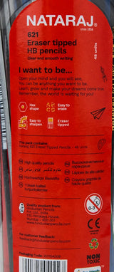 Nataraj 621 HB Hex Pencil Set – 48 Assorted Pieces with Tipped Eraser