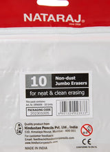Nataraj Non-Dust Jumbo Erasers – 10-Pcs Pack