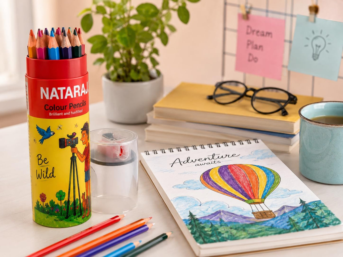 Nataraj Colour Pencils 24 Colours Full Size Pack with Sharpener