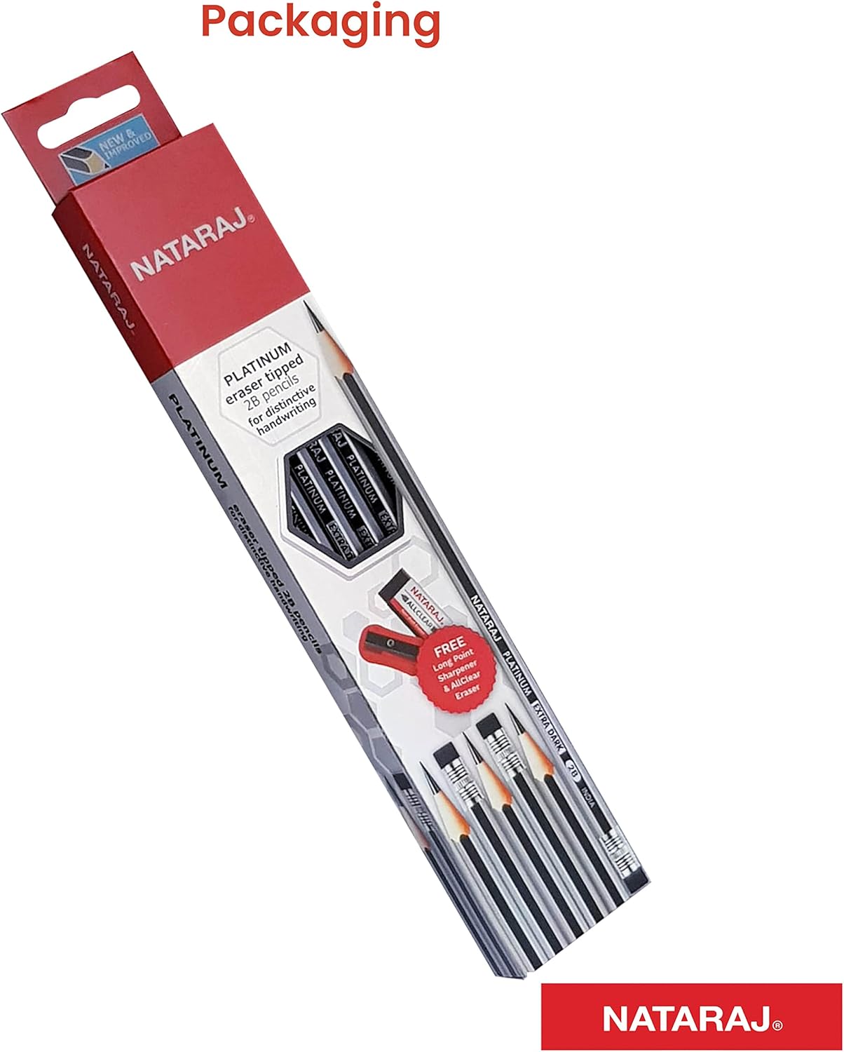 Nataraj Platinum Extra Dark 2B Pencils with Sharpener – Pack of 12
