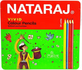 Nataraj Vivid Premium Triangle Colour Pencils – 24 Colors with Free Coloring Book