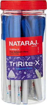Nataraj Tririte Fine Ball Point Pens – 25 Pieces , 0.7mm Blue Ink