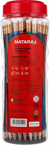 Nataraj 621 HB Hex Pencil Set – 48 Assorted Pieces with Tipped Eraser