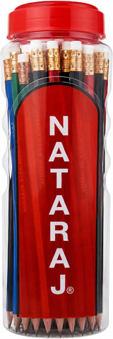 Nataraj 621 HB Hex Pencil Set – 48 Assorted Pieces with Tipped Eraser