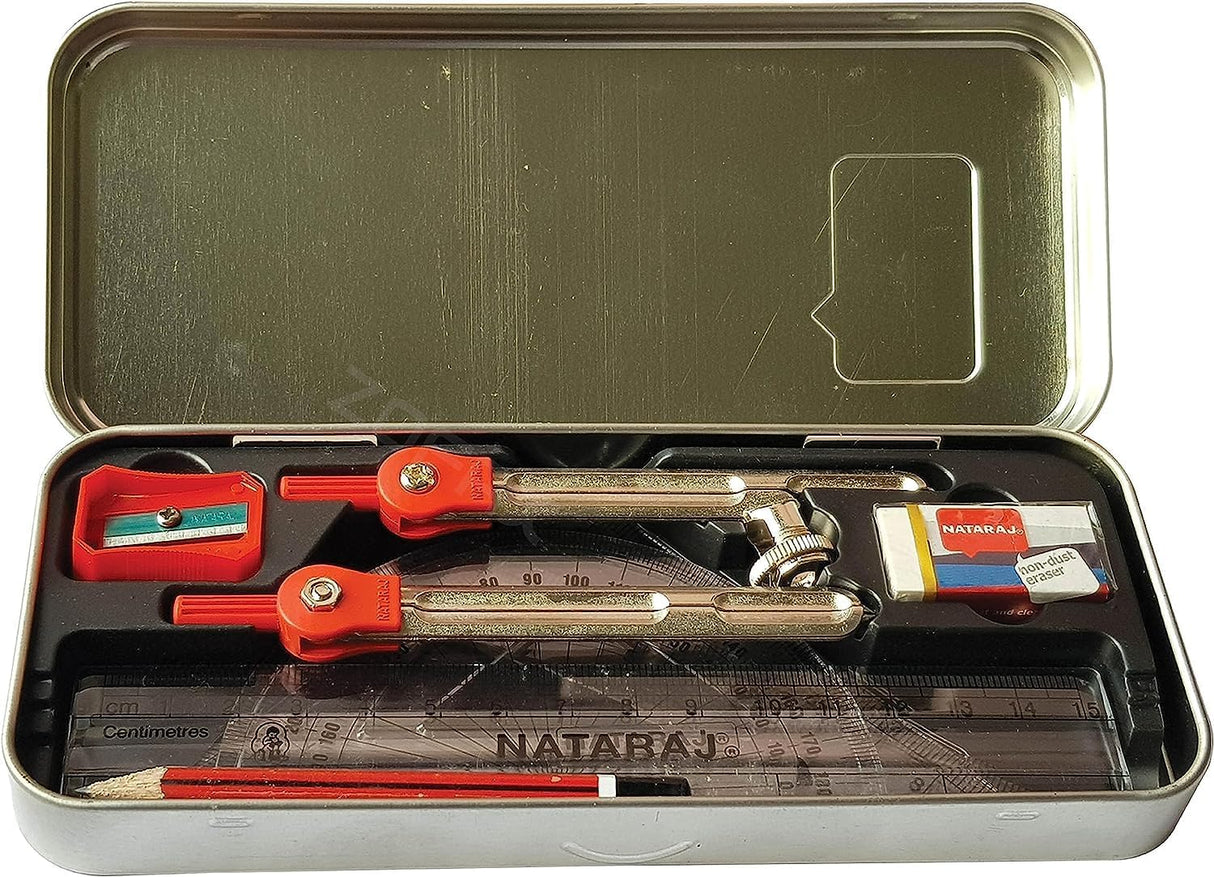 Nataraj Construct Mathematical Instrument Set with Metal Lead Box