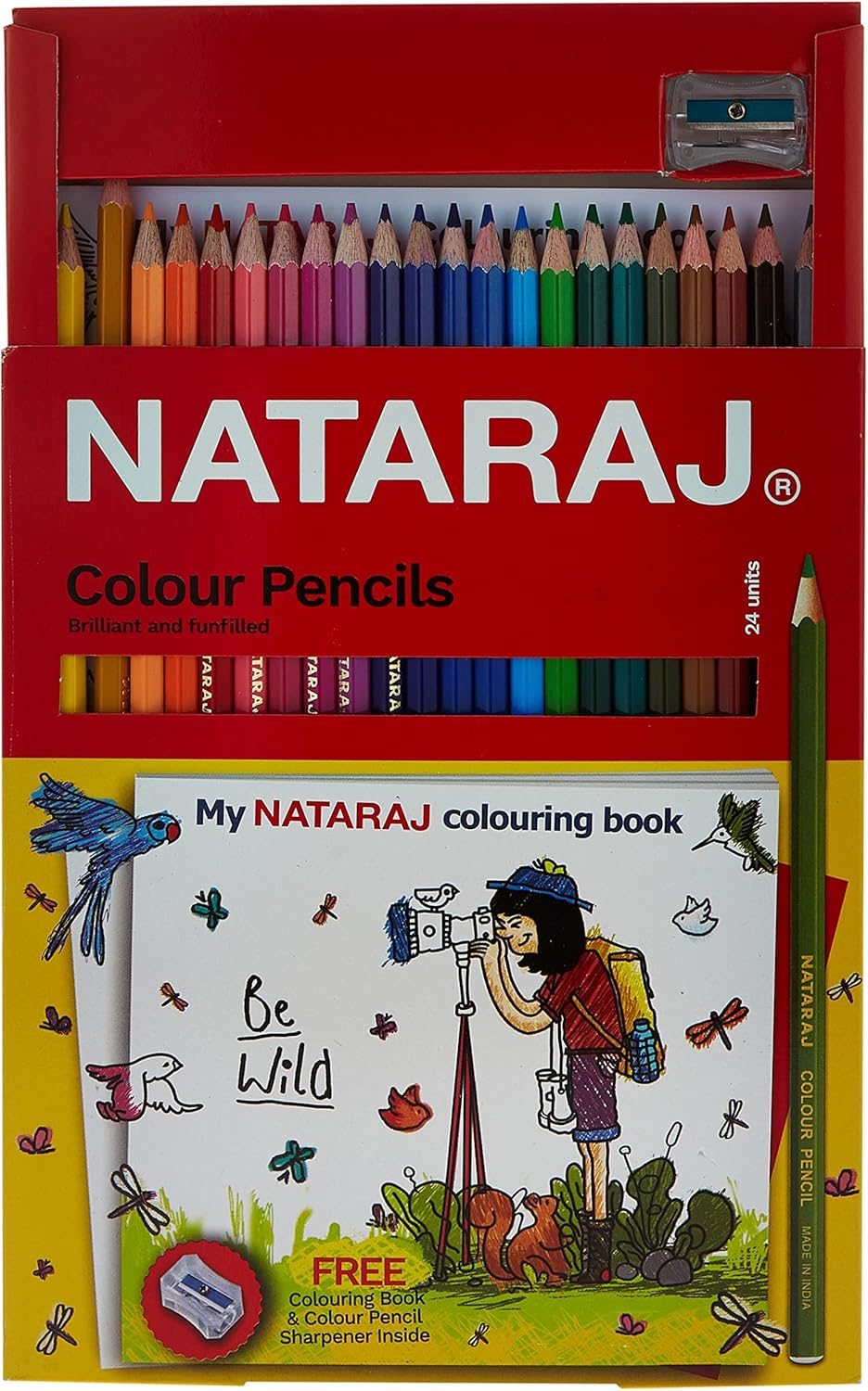 Nataraj 24 Colour Pencil Set with Multicolor Colouring Book & Sharpener