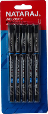 Nataraj Maxgrip Fine Ball Point Pens – 5 Piece Pack, 0.7mm Blue Ink