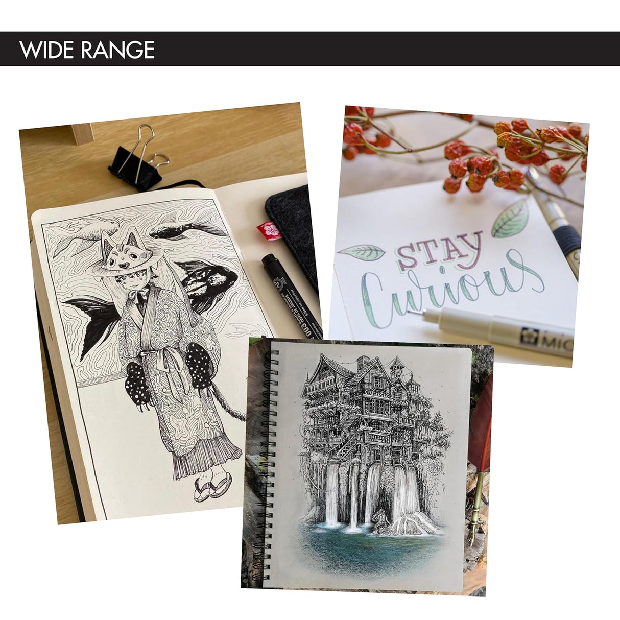 Sakura Pigma Micron Black Pen Set of 6