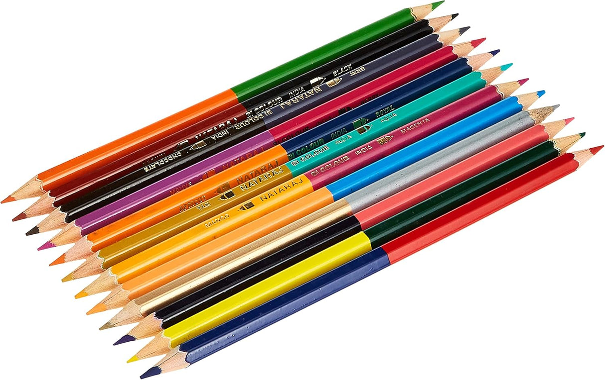 Nataraj 12-Piece Bi-Hex Colour Pencil Set with free Sharpener