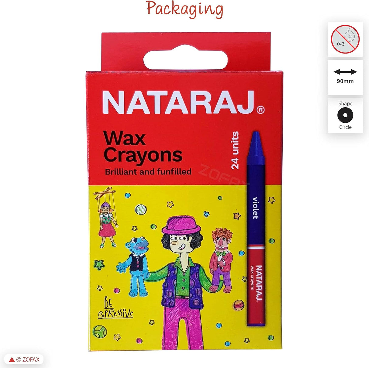Nataraj Wax Crayons 24 Colors – 90mm