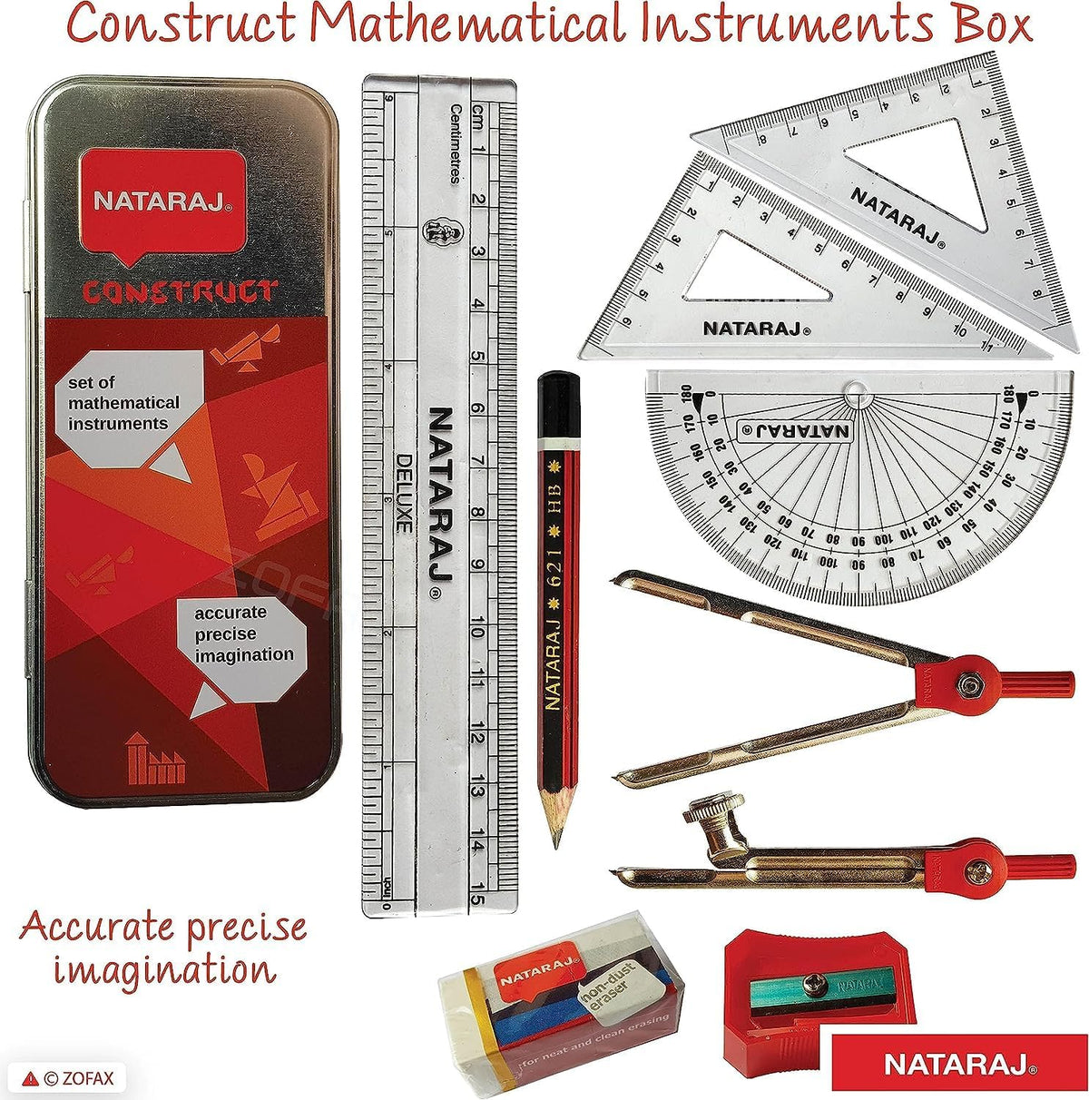 Mathematicaol Instrument Set Nataraj Construct Mathematical Instrument Set with Metal Lead Box ...