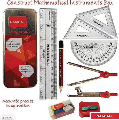 Nataraj Construct Mathematical Instrument Set with Metal Lead Box